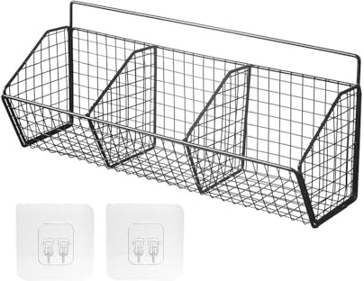 KiBcsLic Praktischer Hängekorb Metall Draht Küchenorganizer Wandregal für Lagerung Deko, 3 Gitter