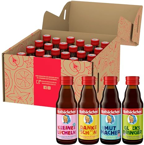 ROTBÄCKCHEN Mischkarton Sag's mit MINI 24er Pack (24 x 125 ml) - Multi-Vitamin- & Mehrfruchtsaft mit Zink und Vitamin C, limitierte Sonderedition - Sag's mit Rotbäckchen
