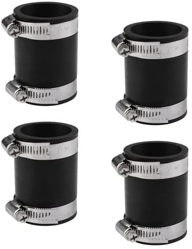 UFURMATE 4 raccordi di ricambio flessibili per tubi in PVC, in gomma nera, con morsetti in acciaio inossidabile, per tubi da 1-1/4 (diametro interno: 40 mm)