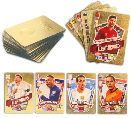 55 Fußballkarten Set, Fußball Sammelkarten mit Weltstars, wasserfest & reißfest, Fußball Star Karten Geschenk für Jungen Mädchen, WM Karten Fan Collectionfür Sammler