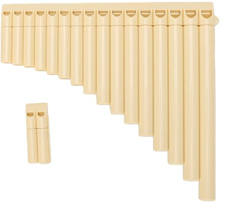 Generic 16 Pipes C Key Pan Flute Authentic Traditional Instrument Clear Tone for Beginners and Professional Musicians ABS Resin 265mm (Beige)