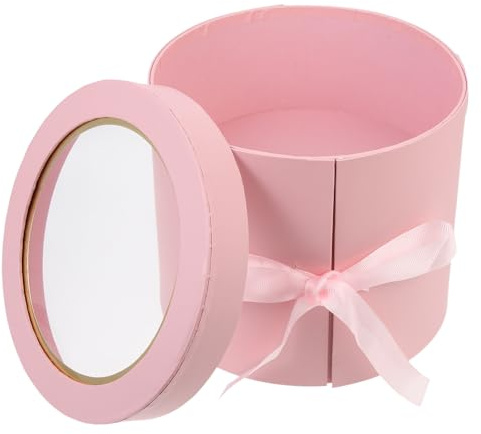 TOYANDONA Boîte à Fleurs Stabilisées Papier et Tissu Ronde Double Couche, Boîte de Présentation pour Bouquets Légère et Pratique Saint-valentin pour Petites Chrysanthèmes et Roses