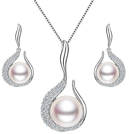 EVER FAITH® - Rose en Bouton Parures Bijoux Argent 925/1000 AAA Perle d'Eau Douce Oxyde de Zirconium