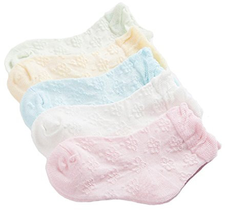 5 Paia Calzini Bambini Calze Ragazze Ragazzo Cotone Conforto Per Primavera Estate Autunno Fiori 0-12 Mesi