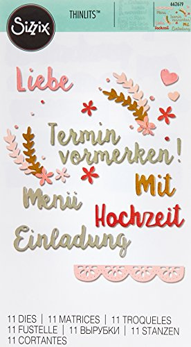 Sizzix Thinlits Stanzschablonen - Hochzeit, Stahl, Mehrfarbig, 26 x 13 x 0.2 cm, 662619
