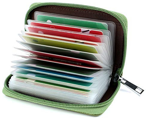 GERIINEER Porte Cartes de Crédit Femme Homme Cuir 26 Fentes (Vert)