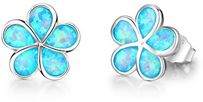YAZILIND S925 Silber Ohrstecker hübsche blaue Opalblume elegante Temperament Ohrringe Frauen Anti-allergische Ohrschmuck