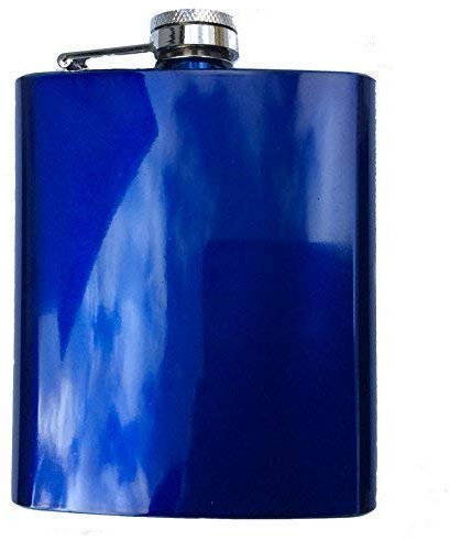 Blue Stainless Steel Hip Flask- 8oz