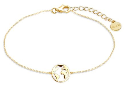 XENOX XS3165G Damen Armband Welt Erde Sterling-Silber 925 Gold 18,5 cm