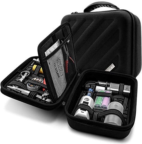 VapeHero® Borsa per Sigaretta Elettronica con 2 tappetini Preimium | Custodia per Bottiglie Fino a 200 ml di Liquido e Accessori, Adatto per batterie di Grandi Dimensioni 18650 | Resistente agli Urti