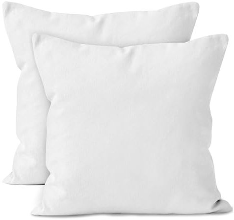 Encasa XO Baumwoll-Kissenbezüge, 2er-Set I 24x24 in (60x60 cm) - Weiss I kein Einsatz I einfach Kissenbezüge I Maschinenwaschbar | Nur Innen benutzen