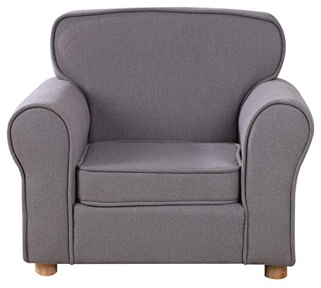 Babyland Big Kids Armchair,Linen Fabric Toddler Sofa Chair with Adjustable Wooden Legs for Children 0-6 Years Old (Gray)