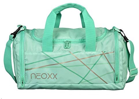 neoxx - Champ Sporttasche Mint to be - Tasche aus recycelten PET-Flaschen - geräumiges Hauptfach - ideal für Sport und Schule - für Mädchen