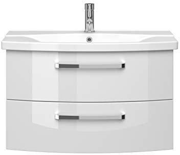 Pelipal FOKUS 4010 Bad Möbel Set (2 teilig) / Weiß Hochglanz, Keramikwaschtisch, Unterschrank
