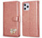 QLTYPRI Case for iPhone 12 Pro Max, Glitter PU Leather TPU Bumper Card Holder Wrist Strap Wallet Case with Inlaid Heart Diamond Flip Cover for iPhone 12 Pro Max (6.7 inch) - Rose Gold