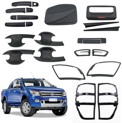 JHCHAN Fits [2011-2015] for Ford Ranger Accessories Wildtrak XL XLT Limited T6 Body Kits Trim Light Guard Side Door Handle Protector Tailgate Handle Signal Wing Mirror Trim Side Vent Cover