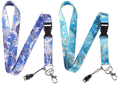 Dealikee Van Gogh Almond Blossoms Premium Lanyard 2 Pack, Detachable Neck Strap with Snap Buckle and Metal Clasp