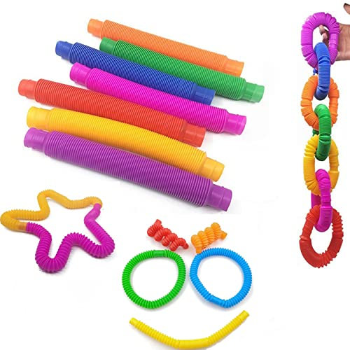 DAIRF 8 Stück pop Tubes Sensorik Spielzeug, Mehrfarben-Stretch-Rohr Sensorisches Spielzeug, Pop Röhren Zappel Spielzeug für Stressabbau Autismus Party Bevorzugungen