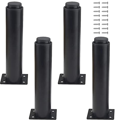 XINMEIWEN Lot de 4 pieds de meubles réglables en métal robuste pour table, lit, canapé (180 mm-300 mm, noir)
