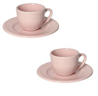 Brandani 52509 Set 2 Pezzi Tazzina Caffe SenzaTempo Cipria, Stoneware, Design Classico, Forno, Freezer, Lavastoviglie, Microonde