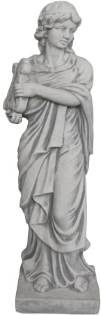 gartendekoparadies.de Metis Statue mit Harfe, Steinfigur, Grau, 117 cm | Steinguss, 100 kg, Frostsicher, Für Außenbereich