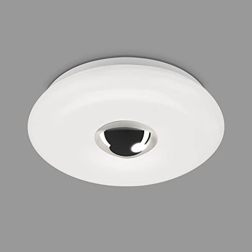 BRILONER Leuchten – LED Bad Deckenleuchte mit Chromkappe, IP44 LED Badezimmerlampe, neutralweißes Licht, Chrom-Weiß, 290x80 mm (DxH), 2300-018