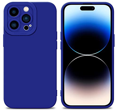 Cadorabo Hülle kompatibel mit Apple iPhone 14 PRO MAX Schutzhülle TPU Silikon Case Liquid Design mit Kameraschutz Slim Kratzfest Weiche Gummi mit Rundumschutz Case Hülle für iPhone 14 PRO MAX in Blau