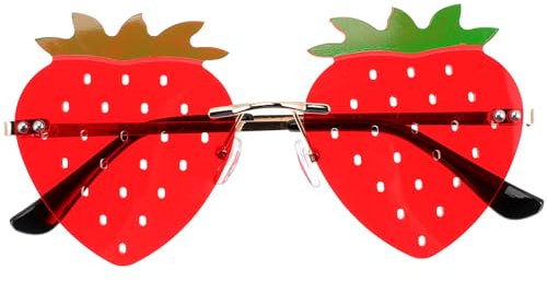 jojofuny Erdbeer Erdbeer Brille Spaßbrille Randlose Brille Mädchen Neuheit Lustige Brillen Brille für Cosplay Kostüm Party Supplies Party Favors