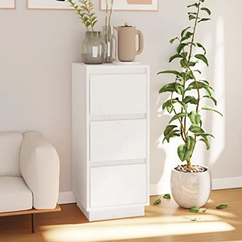 WIFESE Sideboard Weiß 32x34x75 cm Massivholz Kiefer Kommode Weiß Kommode mit Schubladen Sideboard Wohnzimmer Kommode Holz Komodenschrank Weiß Sideboard KüChe Sideboard Holz Sideboard Schlafzimmer
