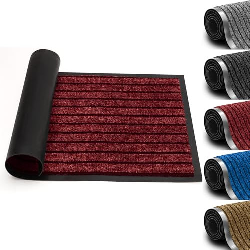 Imperial Rooms Burgundy Door Mat Non Slip – Rubber mat 50x80cm Machine Washable Door Matts indoor Dirt Trapper Super Absorbent Door Mats Outdoor