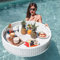 LINONI Elliptisches gewebtes Tablett, Schwimmendes Frühstückstablett Im Außenpool Für Pool Beach Party,White-60x20cm
