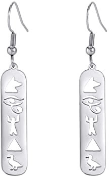 Ägyptische Ohrringe für Frauen Antike Ägyptische Ohrhänger Auge des Horus Ohrring Ankh Pyramide Amulett Edelstahl Schmuck Geschenke für Geburtstag Jahrestag (s-2)