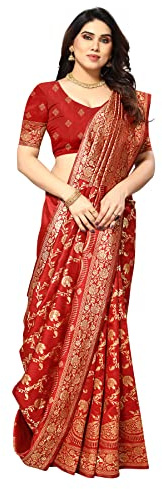 Sidhidata Kanjivaram Banarasi Sari en soie jacquard avec chemisier pour femme (taille unique)