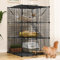 YITAHOME Katzenkäfig für Draußen, 3-stöckig Katzengehege, DIY-Katzenlaufstall, Katzenkäfig mit dichtem Metalldraht, Katzenhütte mit extra großer Hängematte für 1–2 Katzen, Chinchilla, Schwarz