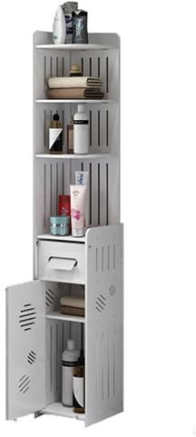 Easylife 4-Shelf Minimalist Bathroom Organizer with Toilet Roll Dispenser, Space Saving, Water Resistant, Easy to Clean PVC, H120xW20xD19cm - Fully Guaranteed