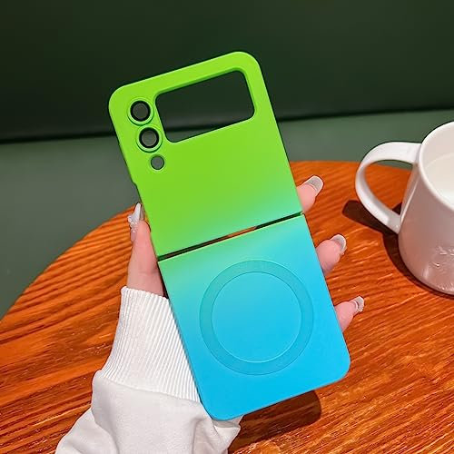 UEEBAI Cover Magnetica per Samsung Galaxy Z Flip 3 5G, Custodia in Silicone Compatibile con MagSafing Ricarica Wireless, Telefono Custodia Antiurto Antigraffio con Protezione Fotocamera - Verde