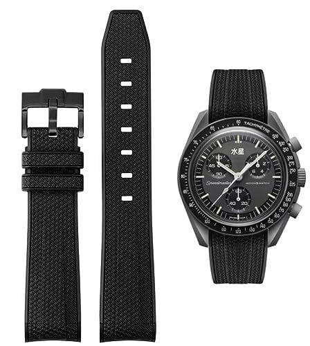 HEYOZURY Uhrenarmbandfür 20mm Omega x Swatch MoonSwatch Rolex Watch Silikon Männer mit Edelstahl Faltschließe Ersatz Armband Original Armband Omega x Swatch MoonSwatch Speedmaster