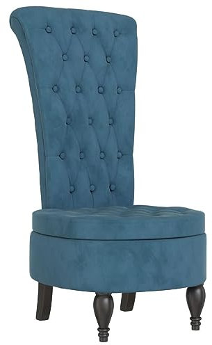 vidaXL Polsterstuhl, Polstersessel für Wohnzimmer Büro Schlafzimmer, Relaxsessel mit Hoher Rückenlehne, Relaxstuhl Sessel Stuhl Bürostuhl, Blau Samt Knopfheftung