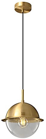 Mjsdjof Lampe à suspension en laiton avec abat-jour globe en verre, lampe de chevet, luminaires E27, lustre industriel moderne, lampes à suspension intérieures en laiton pour chambre à coucher, îlot d