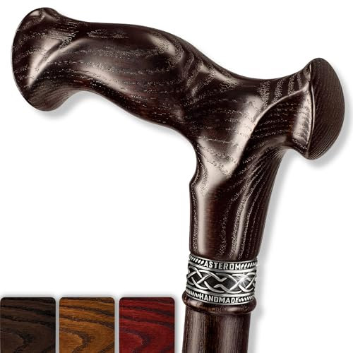 Asterom Walking Cane - Handgefertigte Ergonomische Gehstöcke für Männer - Hölzerne Gehstöcke für Senioren, Einzigartig (Walnuss, 38 Zoll)