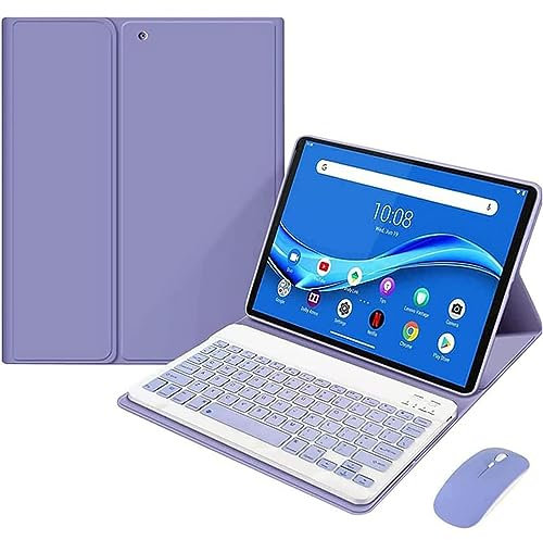 HEUCYL Funda con Teclado para Tableta Lenovo Tab P12 12,7 Pulgadas TB370FU 2023, Teclado Español Ñ Inalámbrico Bluetooth Magnético Desmontable, Funda Inteligente Ultrafina Y Ligera,Púrpura