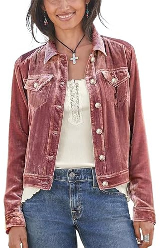 RICOCHO Damen Samt-Cargojacke, Damen, lässig, dünn, Samt-Blazer, Samt-Cardigan, Anzugmäntel
