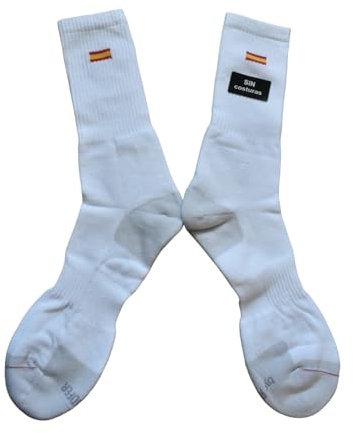 MIBANDERA Calcetines con Bandera de España - Fabricado en España (Talla 41-45, Deporte Blanco)
