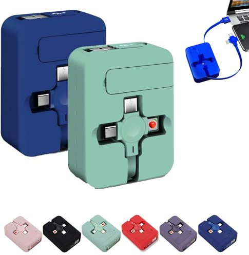 Vasemystic 3 in 1 Usb Fas Charging Cable, Multi Phone Charger Cable 4 in 1 Fast Charge, Data Cable Phone Stand, Retractable Cables for Laptop Tablet Mobile 2 Pcs (A)