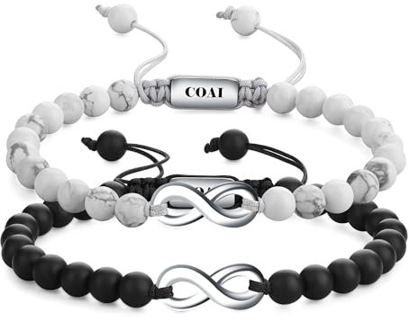 COAI Bracelets Distance Onyx Mat Howlite Signe Infini Cordon Tressé