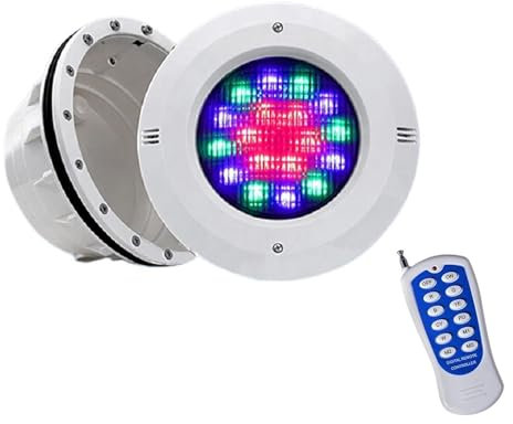 MOERGO Foco para Piscina - Luz LED subacuática, Par56 45W RGB Iluminación para Piscinas, con nicho 12V AC IP68 Foco empotrable para Piscinas con Control Remoto, Luces subacuáticas para Piscinas