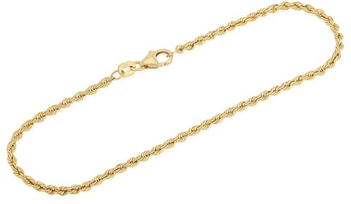 NKlaus 19cm Armband Zopfkette 585 Gelb Gold 14 Karat Kordel hohl 2,1mm Breit Armreif 15688