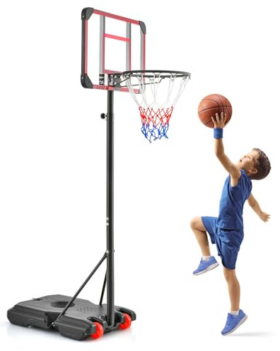 LIFEZEAL Panier de Basket Mobile avec Hauteur Réglable 155-210 cm, Panier de Basket-Ball sur Pied, Panneau de Basket avec Base Rempliable et roulettes, Enfant et Adulte, Intérieur & Extérieur