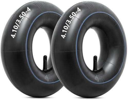 Heavy Duty 4.10/3.50-4 Replacement Inner Tube, TR-13 Straight Valve Stem for Wheelbarrows, Mowers, Hand Trucks, Tractors, Garden Carts, Golf Carts and More (Pack of 2)