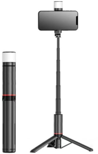 Moman Selfie Stick Stativ, IST01 Tragbar Stativ Handyhalter 153CM Aluminium Handy Stativ Ständer Selfie Stange für Smartphones, 360°Drehbar All in 1 Selfiestick